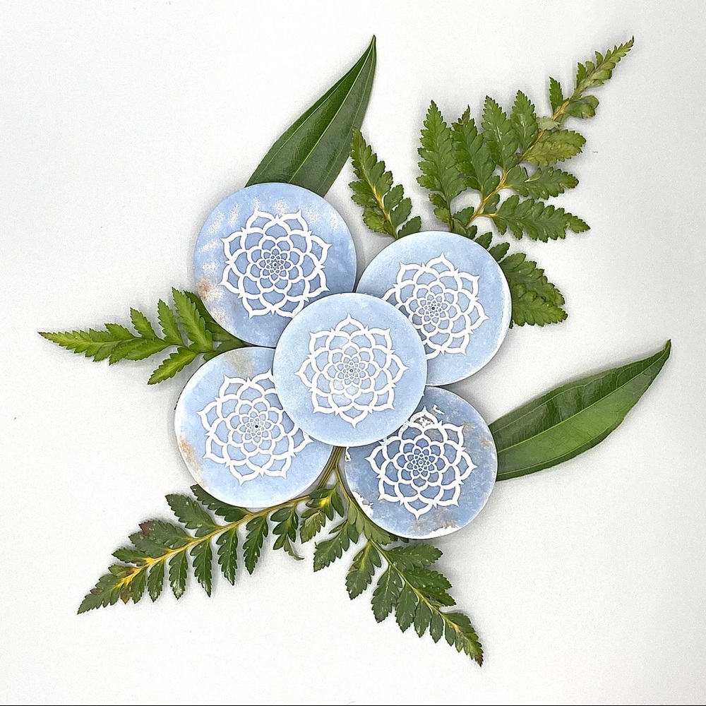 Angelite Lotus Engraved Incense Holder